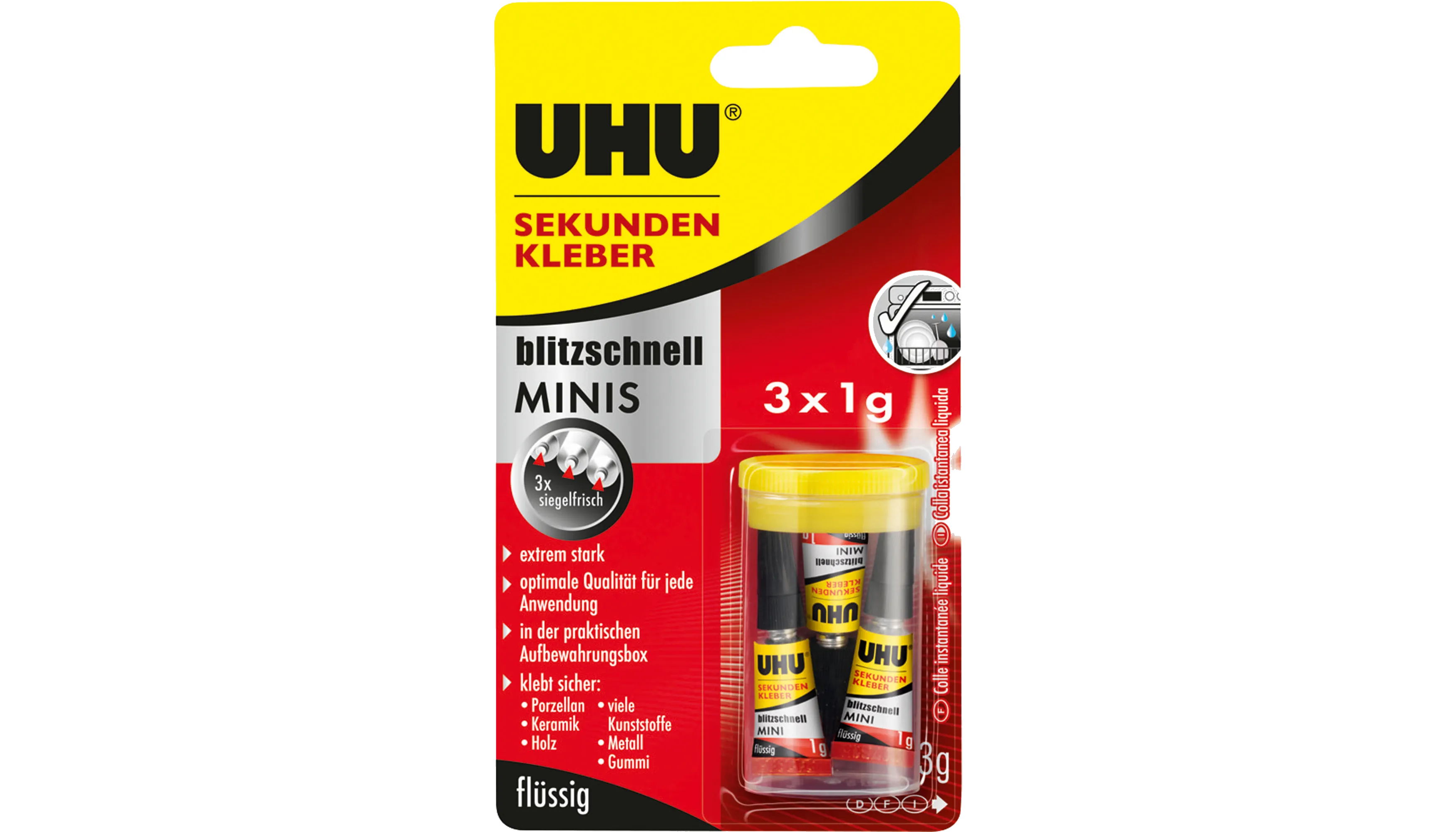 UHU® Sekundenkleber blitzschnell MINIS universell  3 x 1 g/Pack