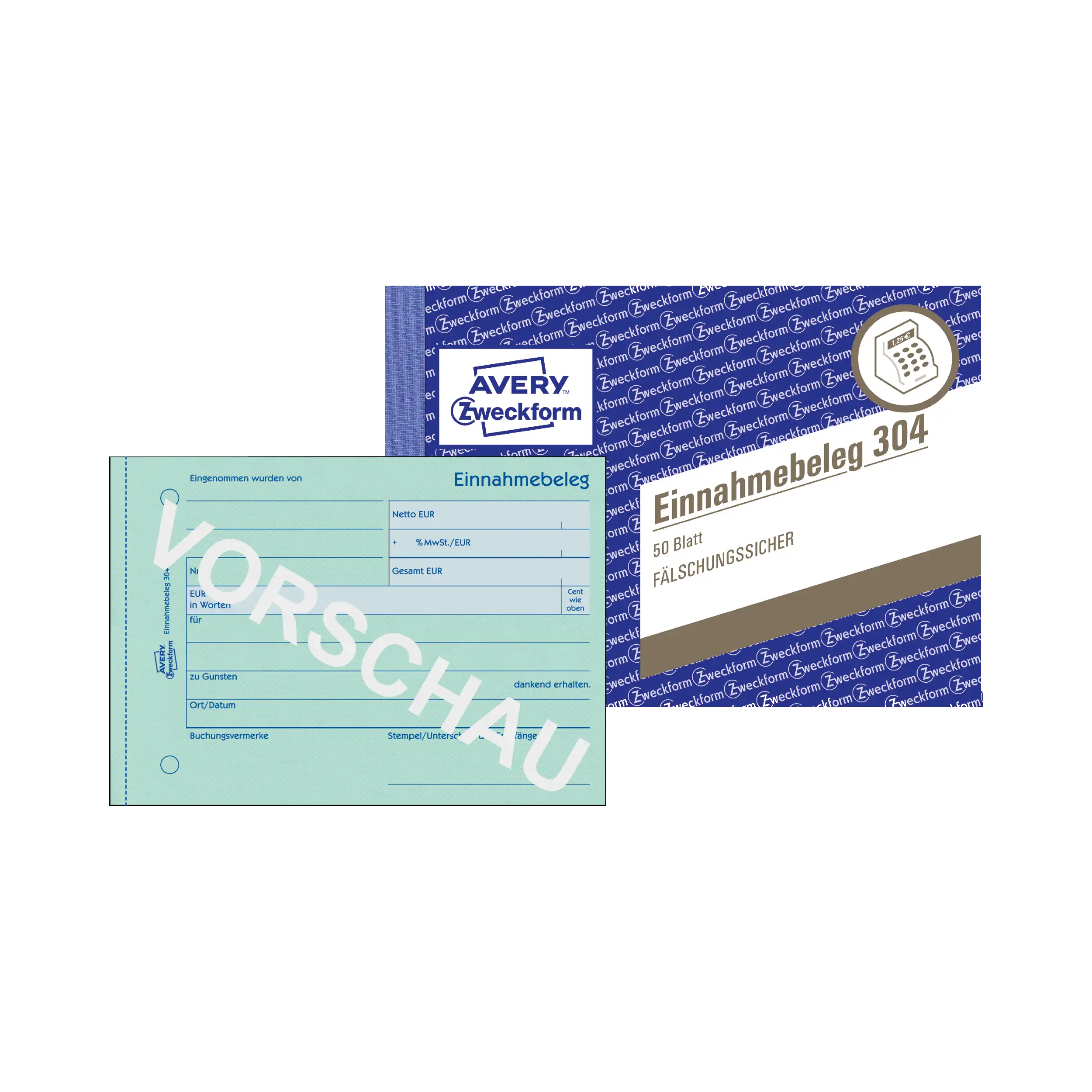 AVERY ZWECKFORM Einnahmebeleg A6 grün 50Blatt 