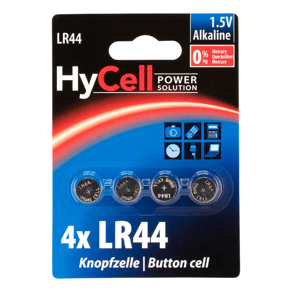 HYCELL Knopfzellen LR44 1,5 V 1Pa=4Stück