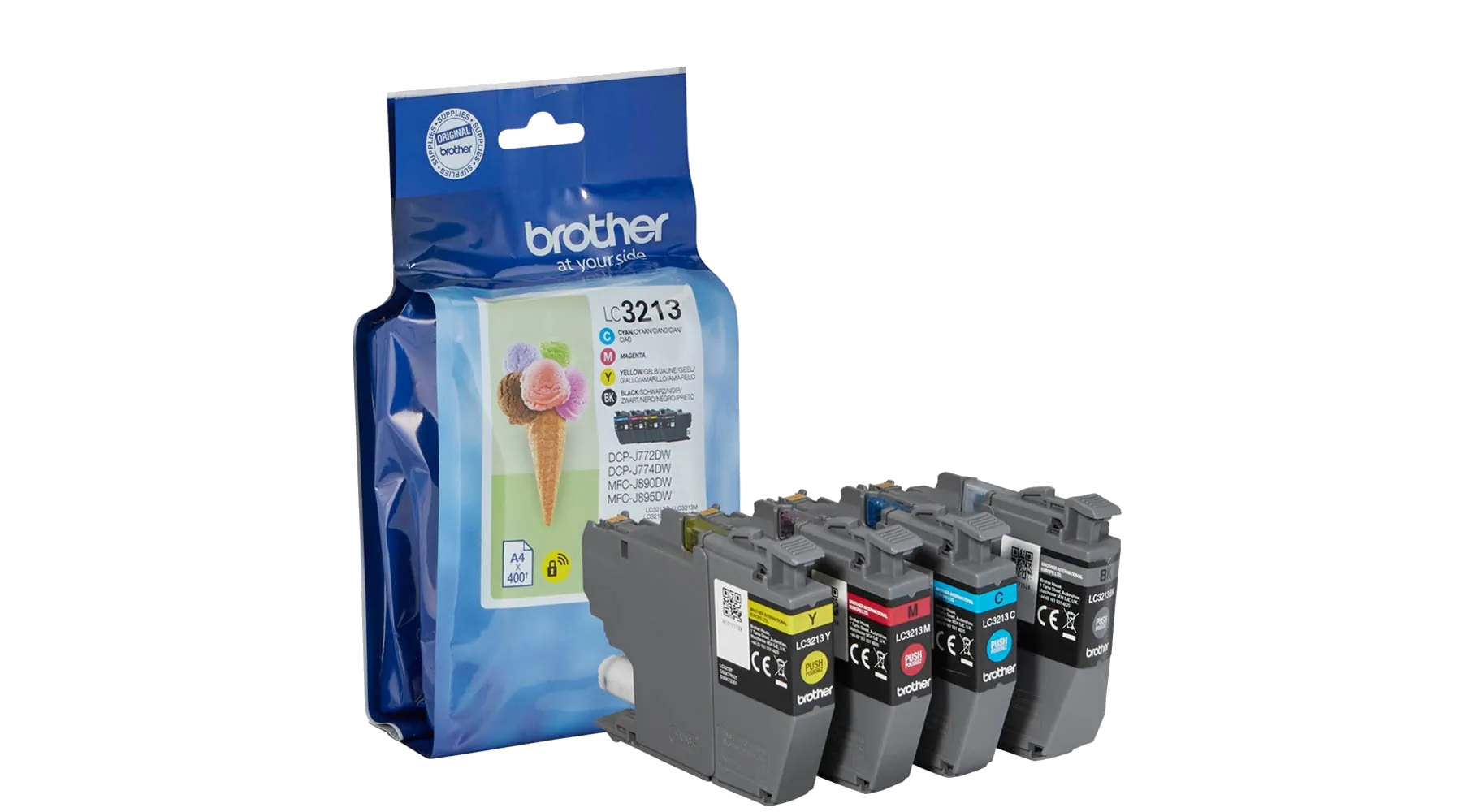 BROTHER Tintenpatrone LC-3213VALDR  ca. 4 x 400 Seiten 4 Stück/Pack schw/c/m/g