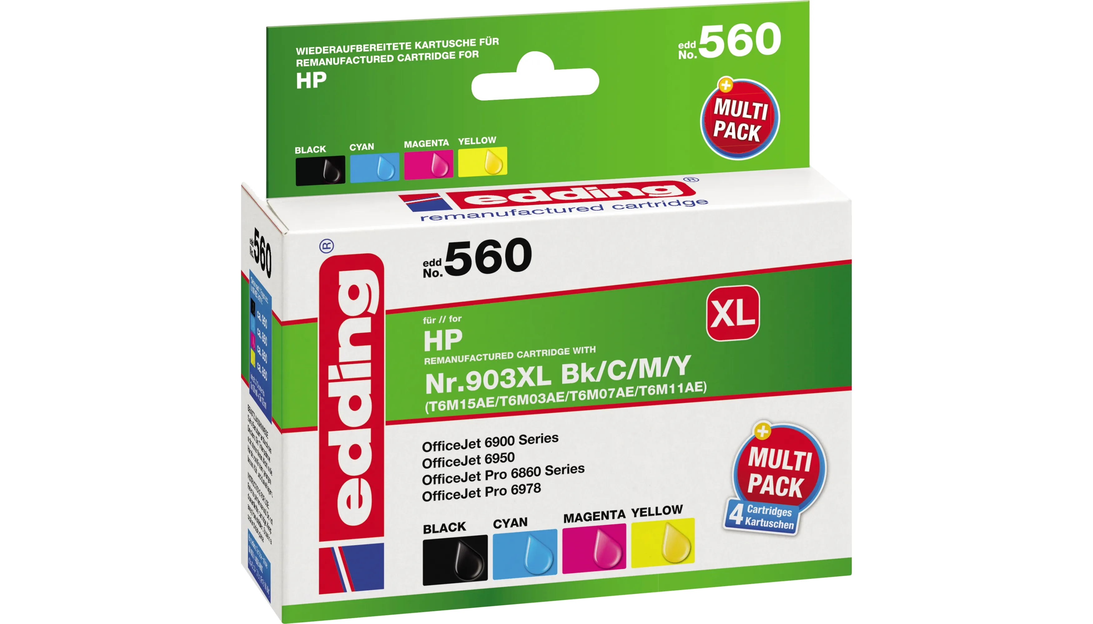 EDDING Tintenpatrone Kompatibel mit HP 903XL  schwarz, cyan, magenta, gelb 4 Stück/Pack