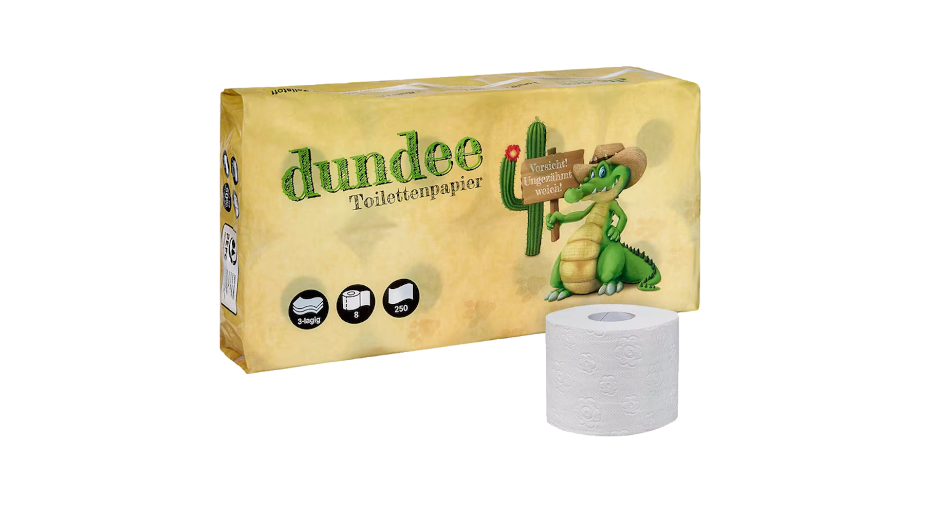 Toilettenpapier 3-lagig mit Blütenprägung 8 Rollen/Pack hochweiß