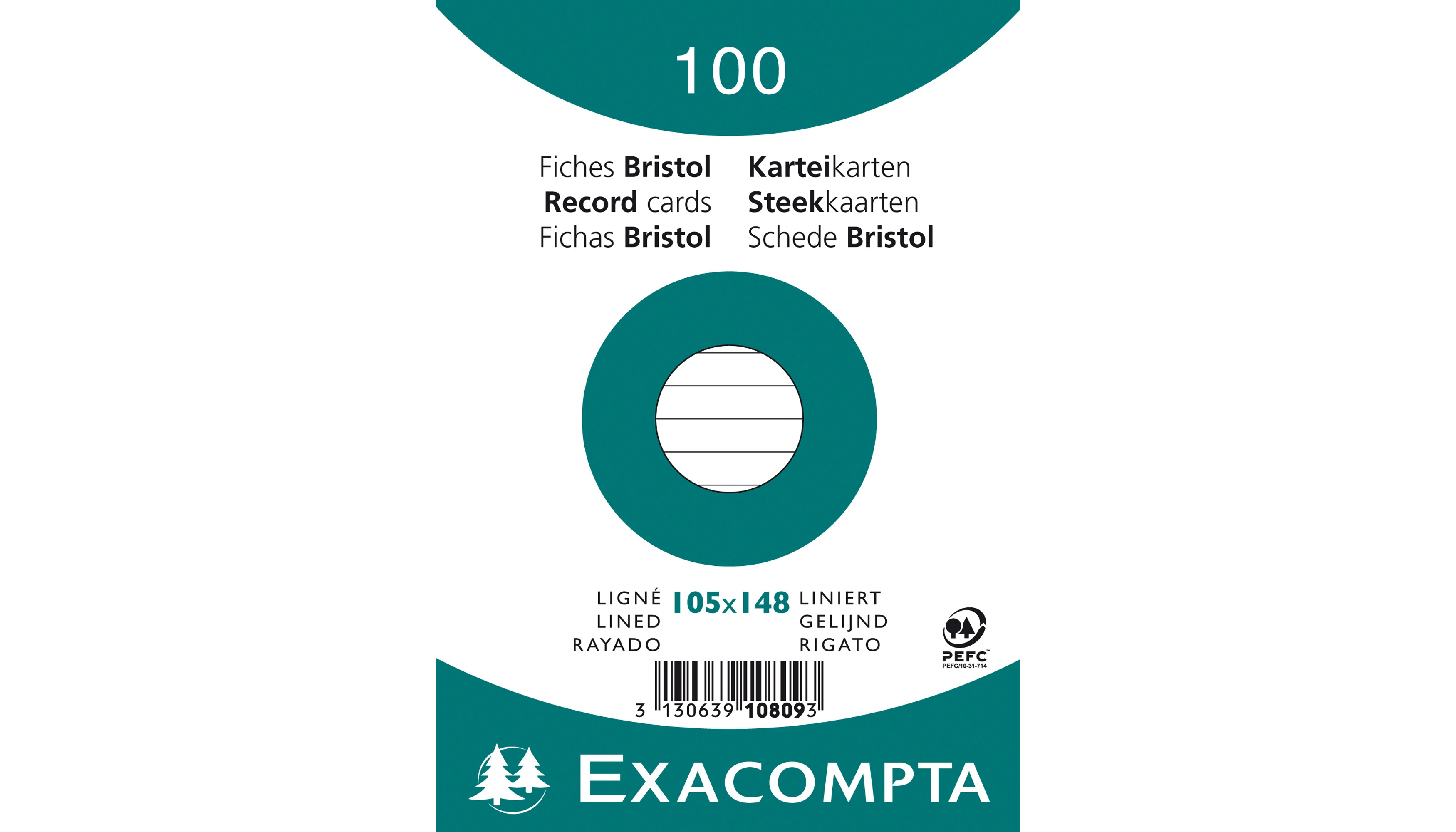 EXACOMPTA Karteikarte DIN A6 liniert 205 g/m² 100 Stück/Pack weiß