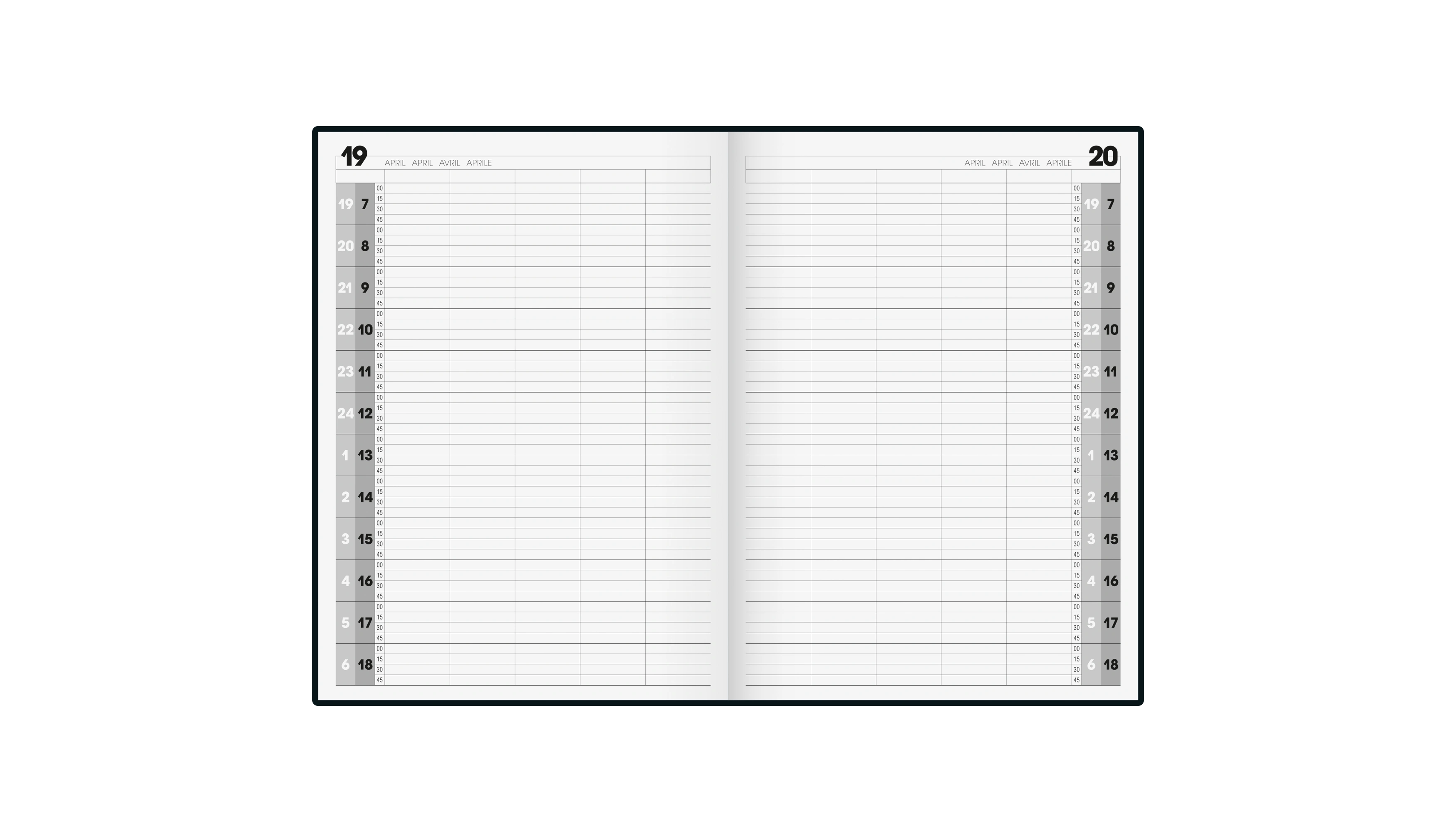 BRUNNEN Buchkalender Agenda 24 DIN A4 undatiert 1 Tag/1 Seite Softcover Kunststoff schwarz