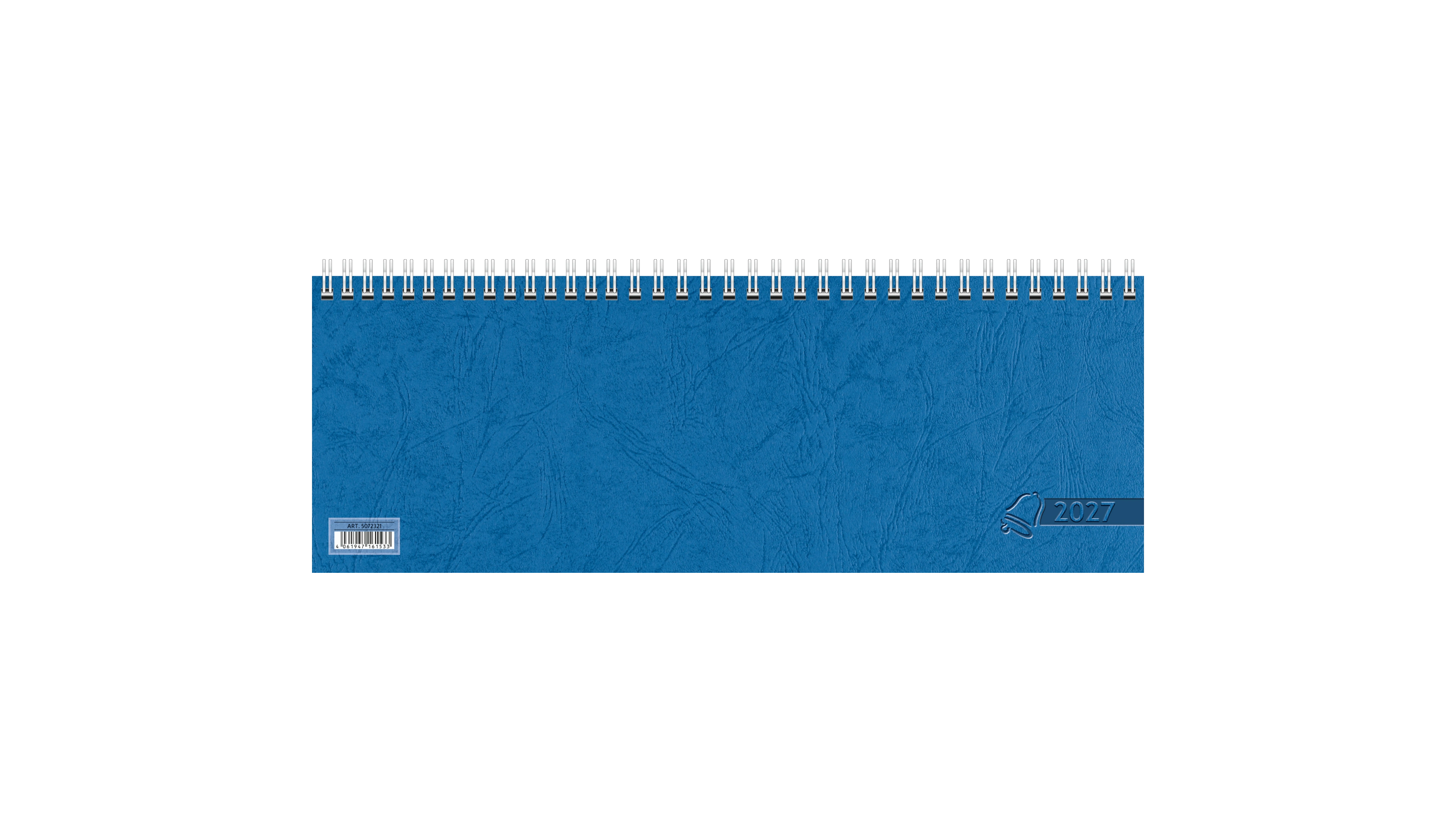 GLOCKEN Schreibtischquerkalender 2027 1 Woche/2 Seiten  29,7 x 10,5 cm (B x H) Wire-O-Bindung blau