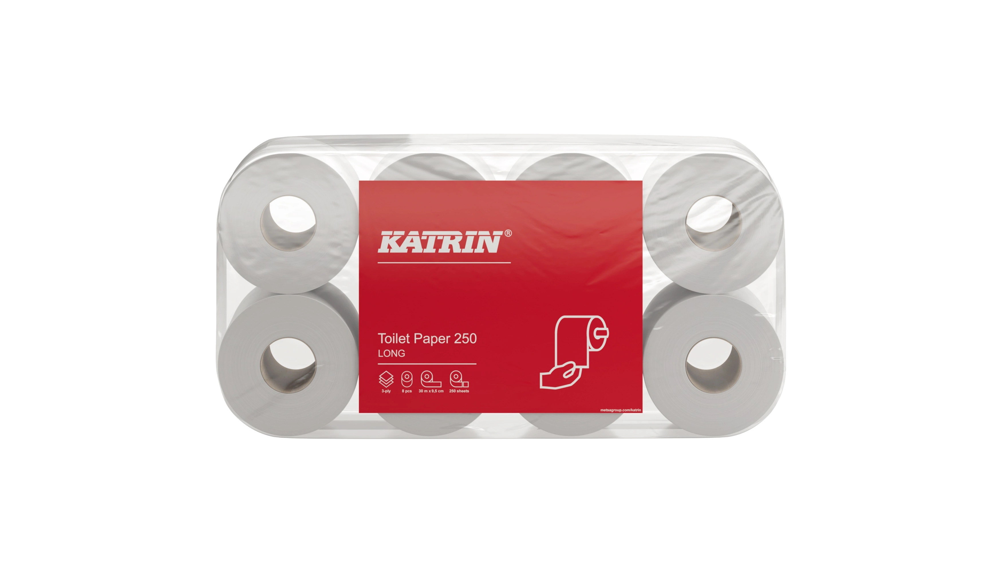 KATRIN Toilettenpapier 250 LONG 3-lagig  8 Rollen/Pack weiß