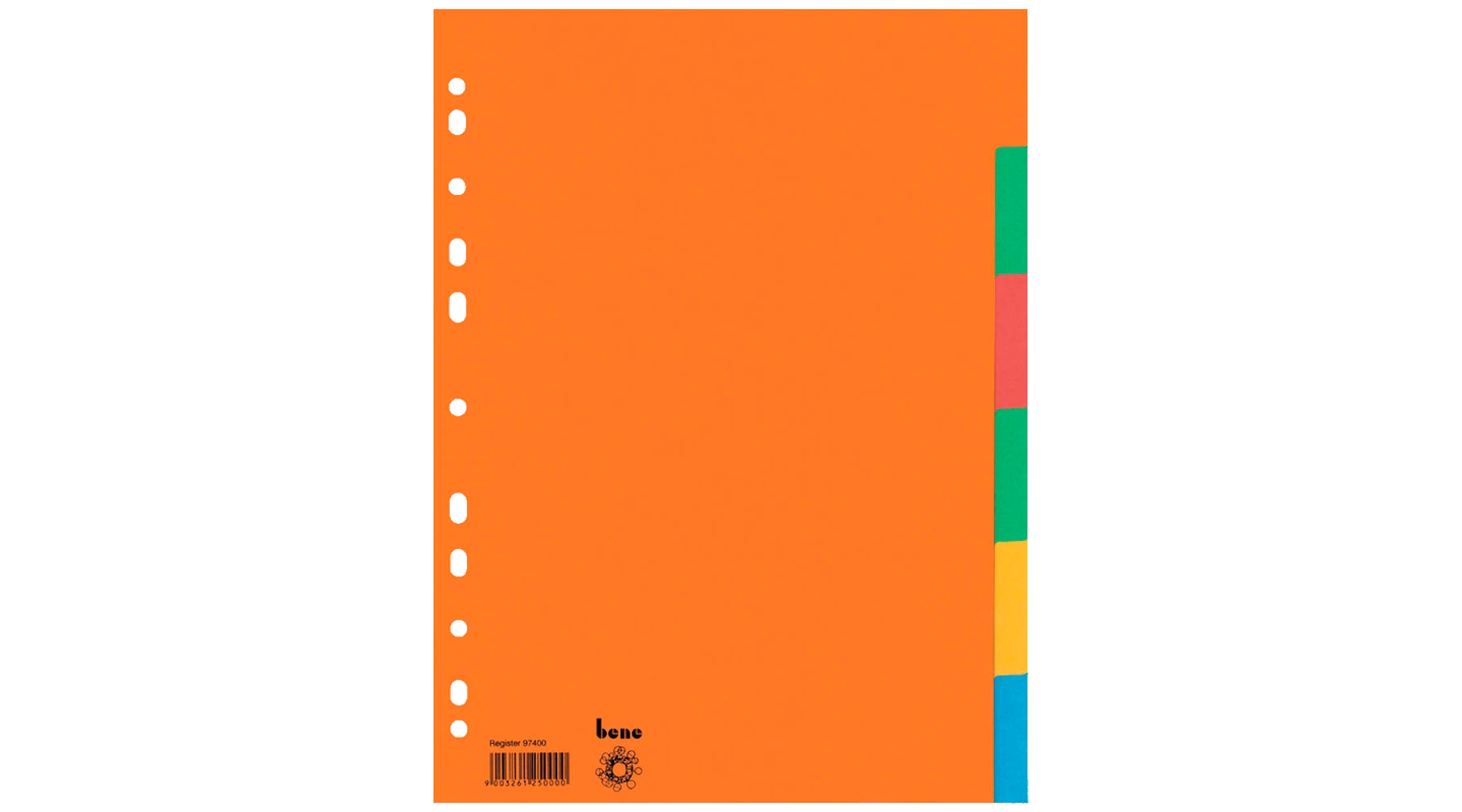 BENE Ordnerregister DIN A4 volle Höhe 6 Registerblätter  blanko 230 g/m² Recyclingkarton mehrfarbig