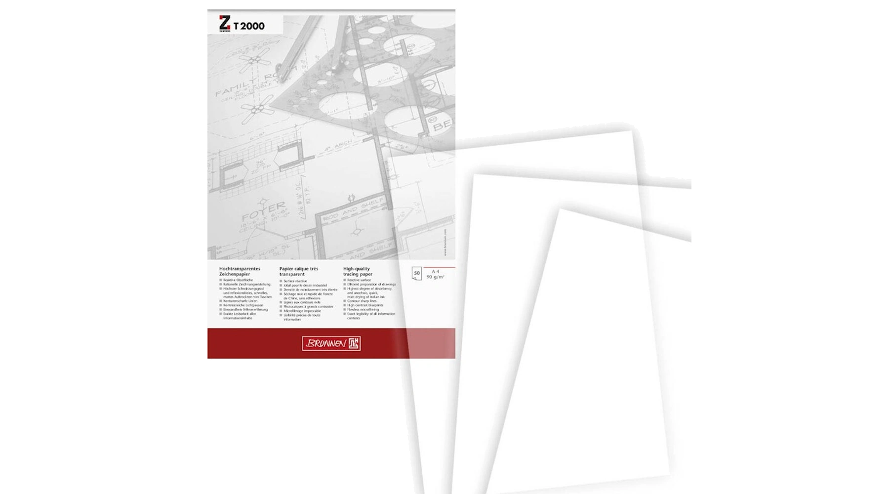 BRUNNEN Transparentpapier DIN A4 90 g/m² 50 Blatt