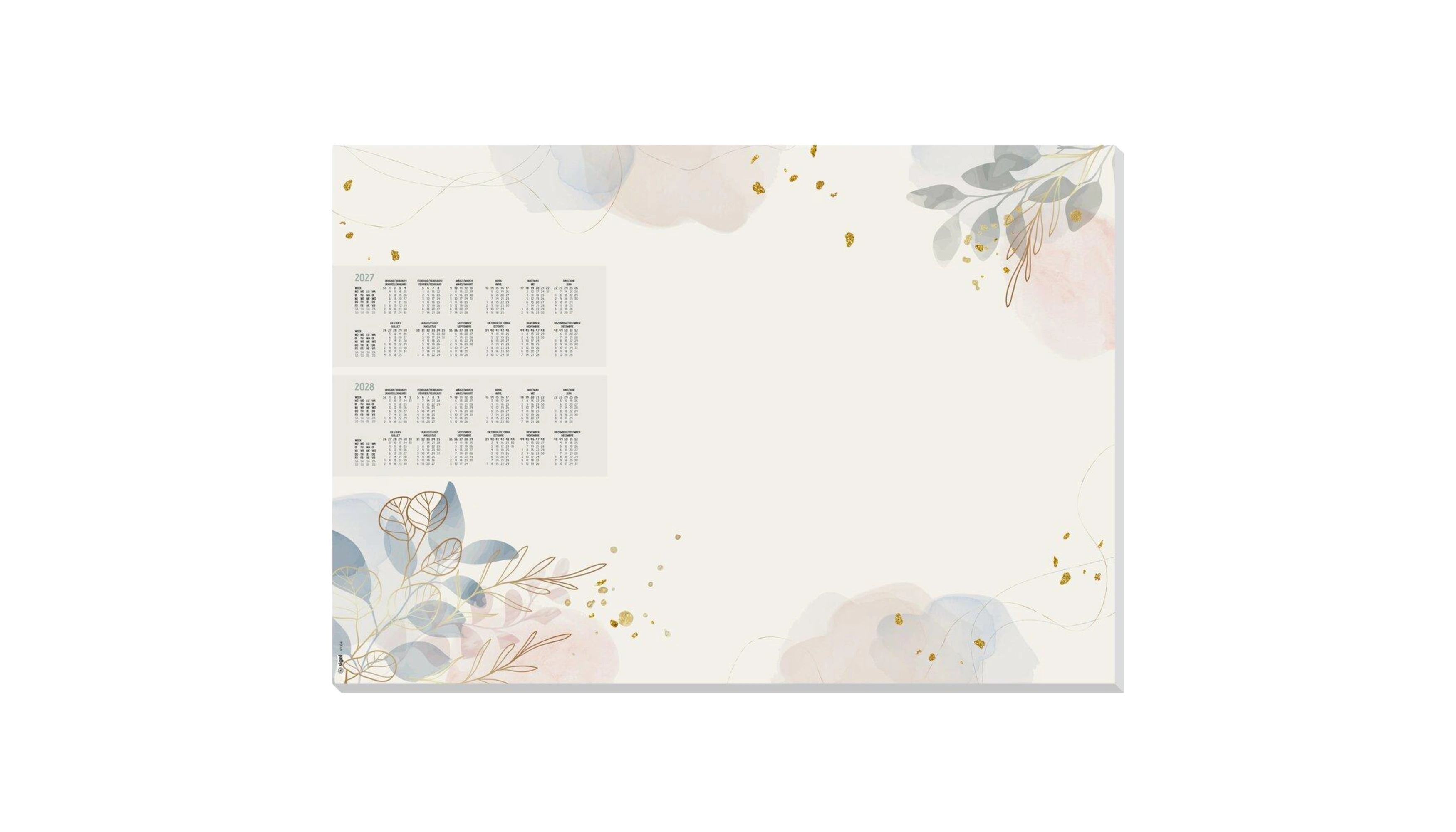 SIGEL Schreibunterlage Pastel Garden mit Kalender 2 Jahre 59,5 x 41 cm (B x H) Papier gold/rosé/lau