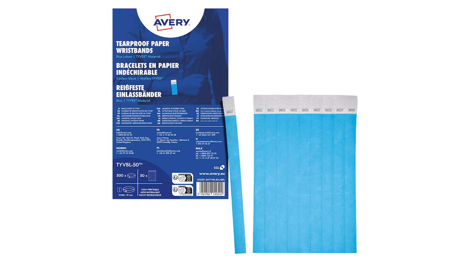 AVERY ZWECKFORM Eventband 25,6 x 1,9 cm (B x H) 500 Stück/Pack neonblau