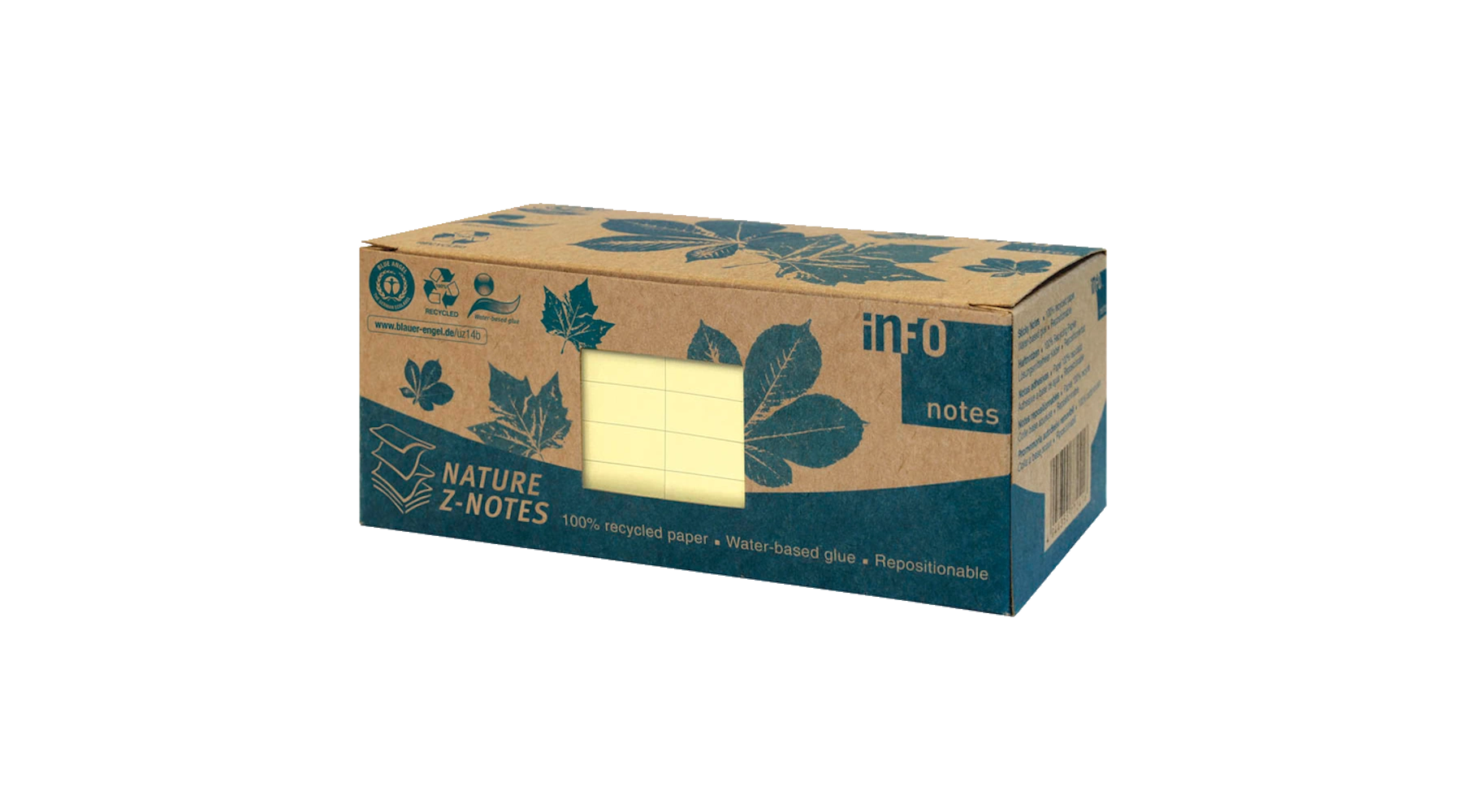 inFO Haftnotizen Recycling Z-Notes 75 x 75 mm (B x H) 100 Blatt 12 Blöcke/Pack gelb