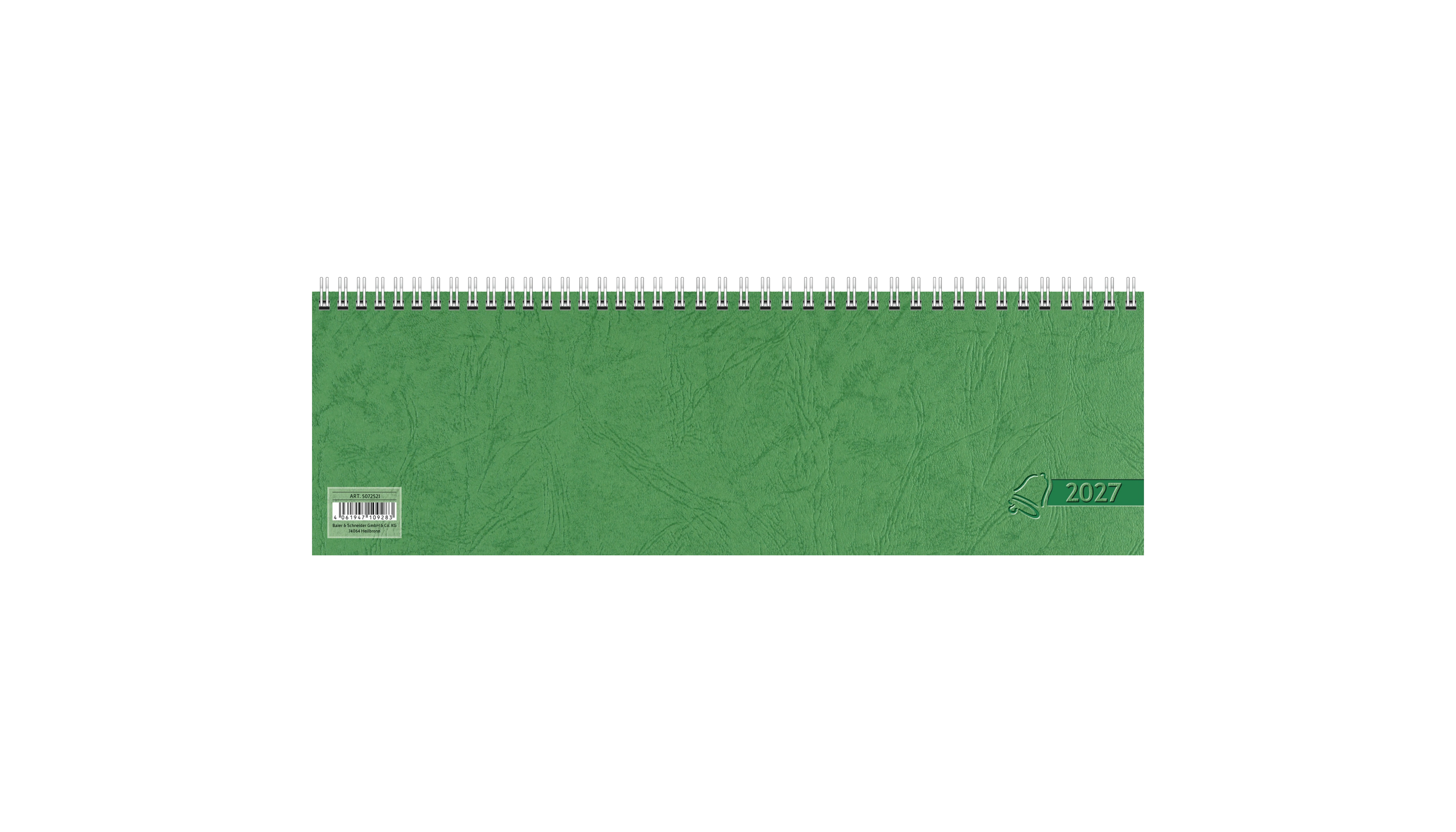 GLOCKEN Schreibtischquerkalender 2027 1 Woche/2 Seiten  32,6 x 10,2 cm (B x H) Karton grün