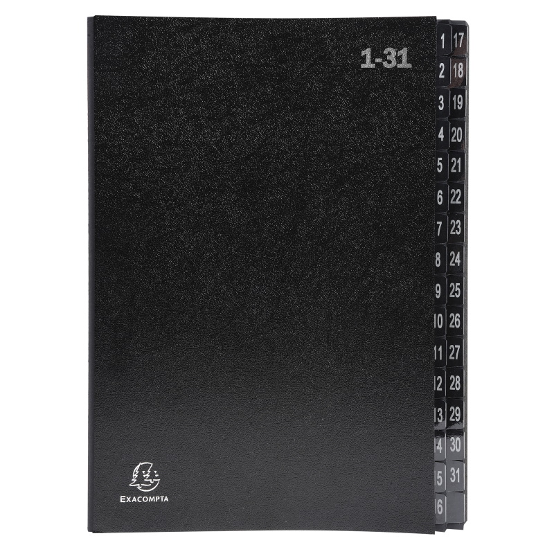 EXACOMPTA Pultordner DIN A4 1-31 schwarz 32 Fächer 300 g/m² RC-Karton