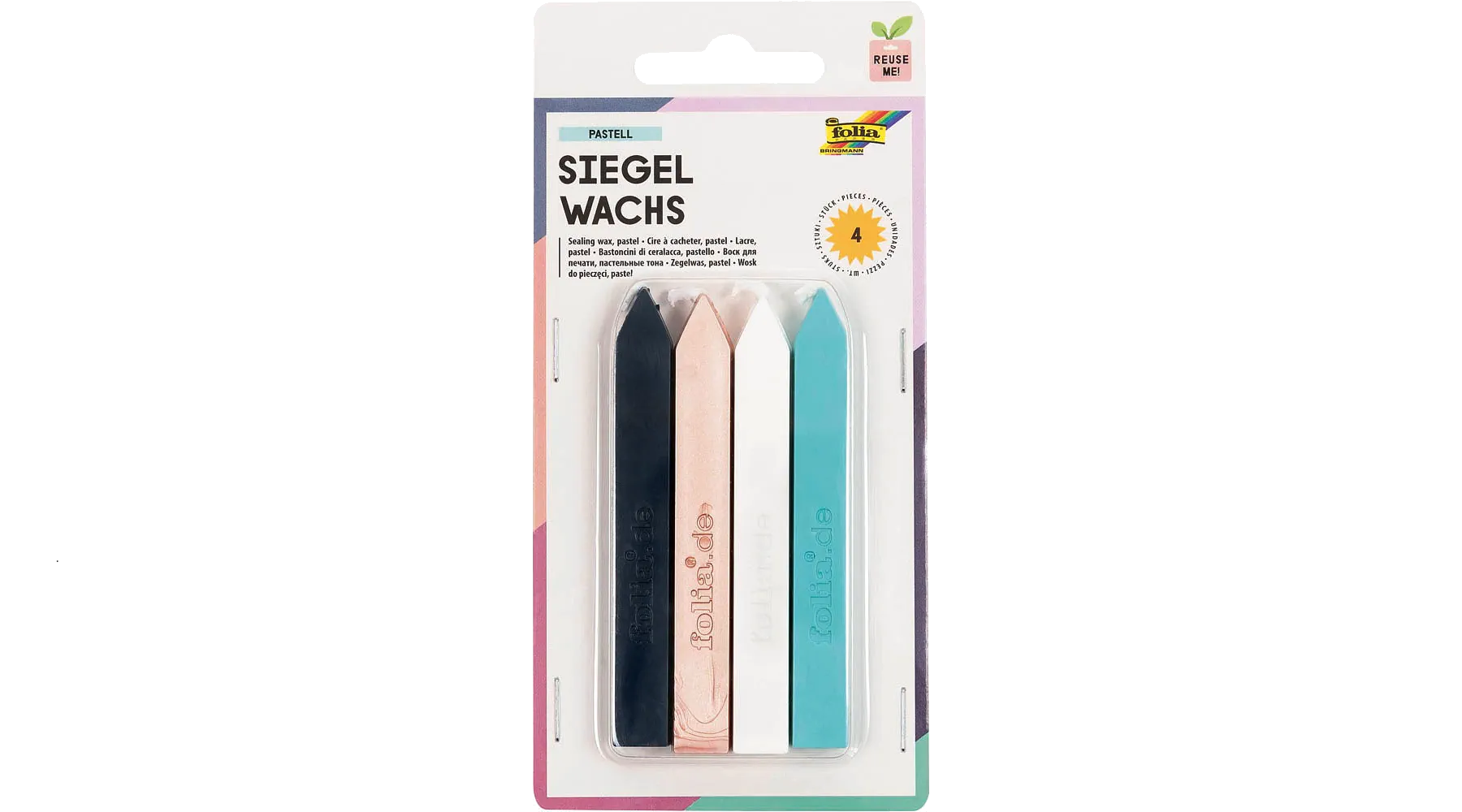 FOLIA Siegel Wachs SET rosè, marine, weiß und mint  1Pa=4St.