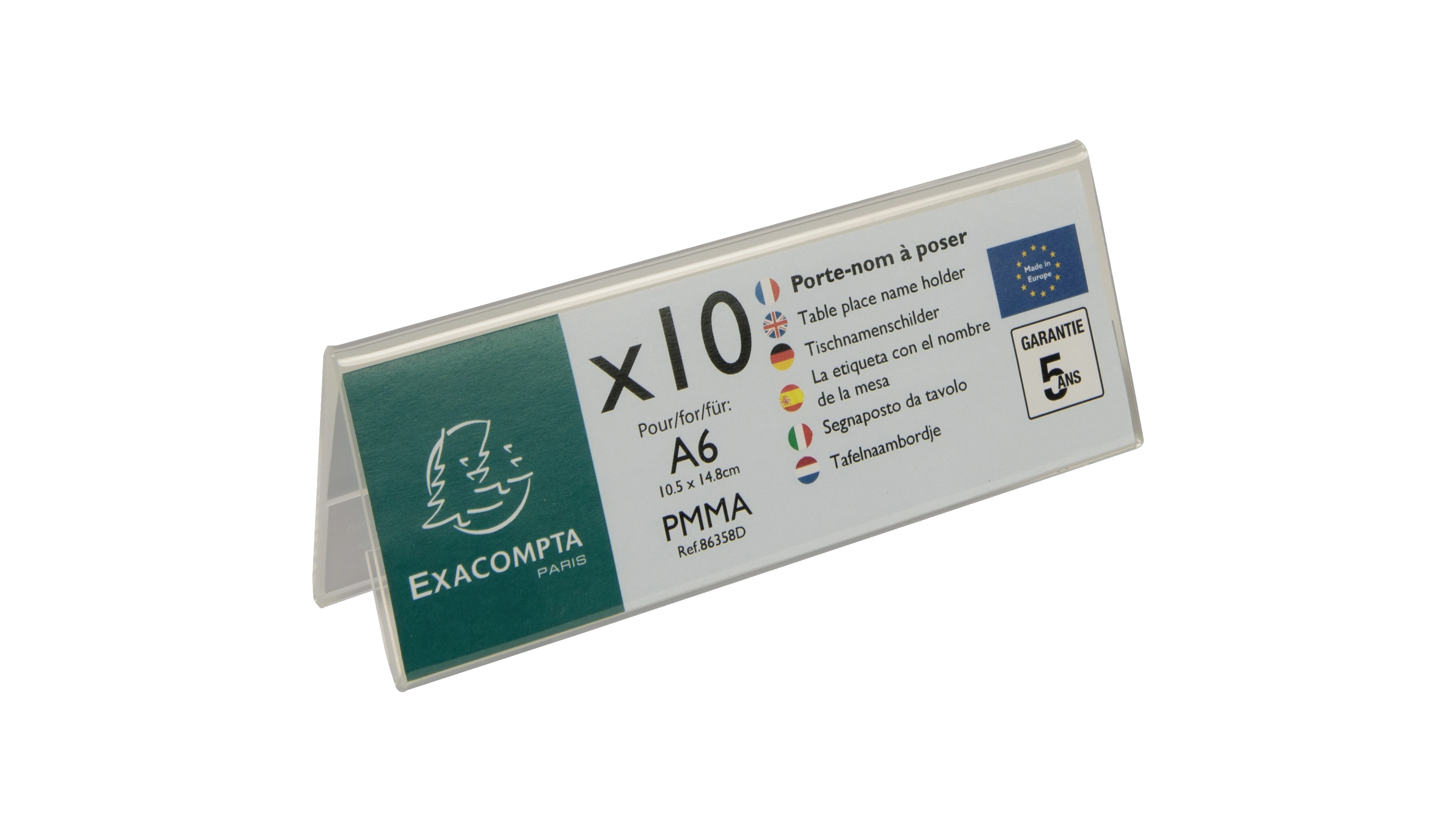 EXACOMPTA Tischnamensschild Office Exacryl DIN A6 quer 10 Stück/Pack kristallklar