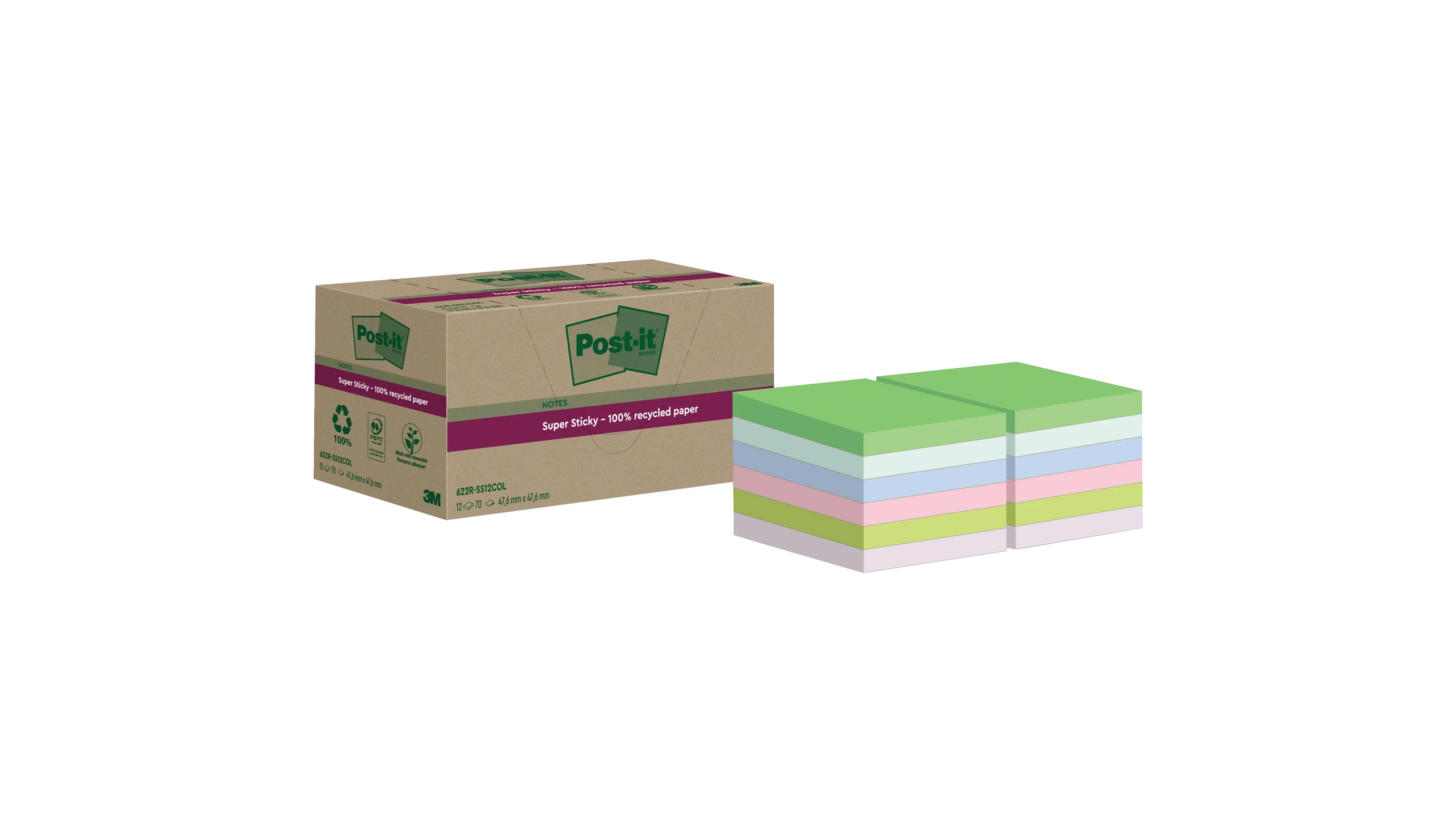 POST-IT Haftnotiz Super Sticky Recycling Notes 47,6 x 47,6 cm 70 Bl./Block