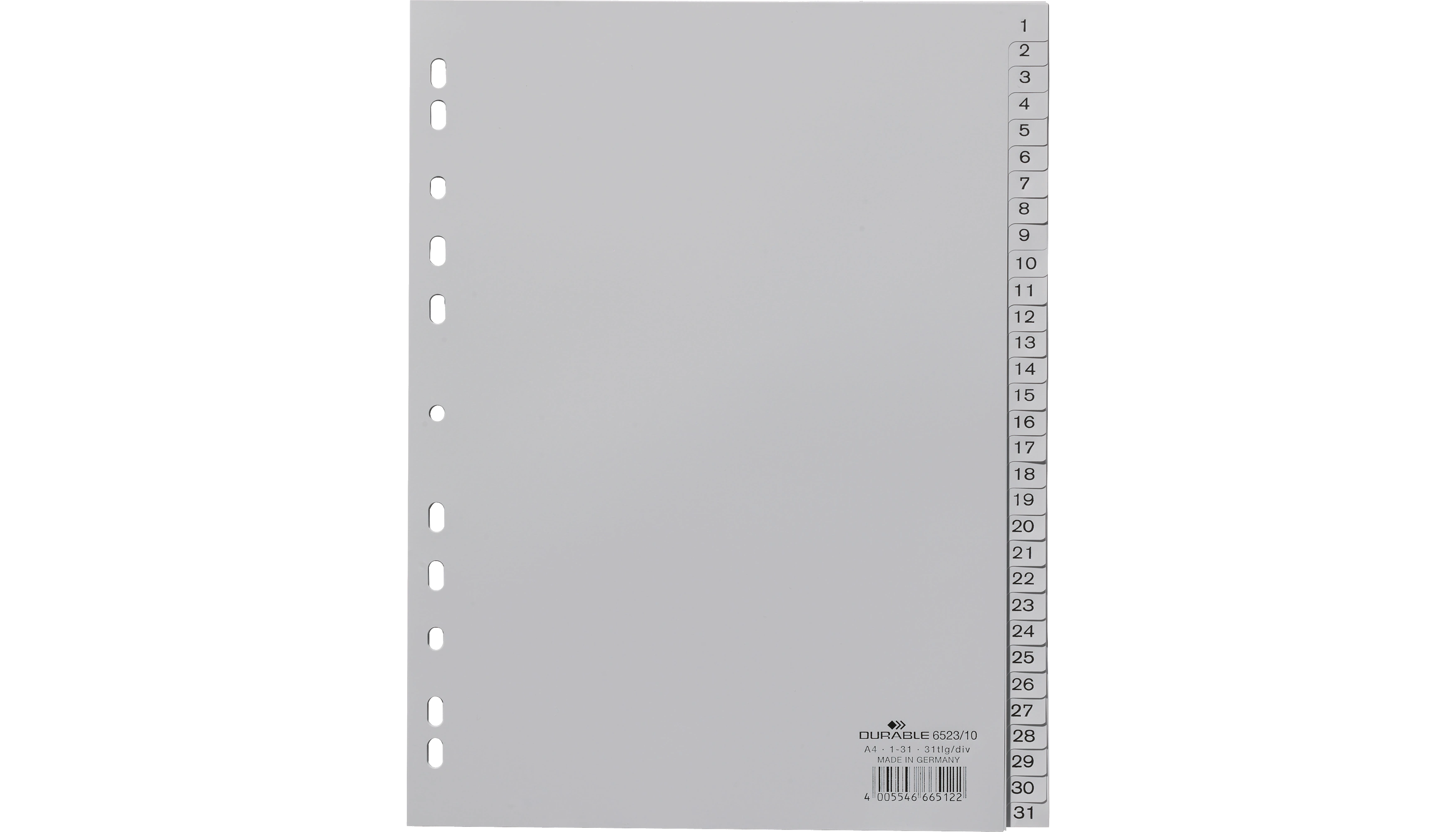 DURABLE Zahlenregister 1-31 DIN A4 Polypropylen grau
